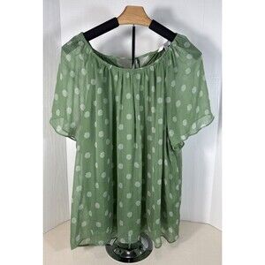 LC Concord Sheer Layered Blouse Flowy Flutter Short Sleeves Women's XXL